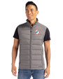 Miami Dolphins Historic Cutter & Buck Evoke Hybrid Softshell Recycled Mens Full Zip Vest Elemental Grey Front