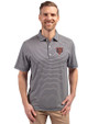 Chicago Bears Historic Cutter & Buck Forge Recycled Double Stripe Four-Way Stretch Mens Polo Navy Blue/White Front