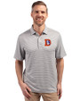 Denver Broncos Historic Cutter & Buck Forge Eco Double Stripe Stretch Recycled Mens Polo Polished/White Front