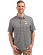 Miami Dolphins Historic Cutter & Buck Forge Eco Double Stripe Stretch Recycled Mens Polo Black/White Front