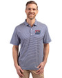 New York Giants Historic Cutter & Buck Forge Eco Double Stripe Stretch Recycled Mens Polo Tour Blue/White Front
