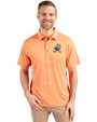 Cleveland Browns Historic Cutter & Buck Forge Eco Heather Stripe Stretch Recycled Mens Polo College Orange Heather Front