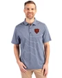 Chicago Bears Historic Cutter & Buck Forge Eco Heather Stripe Stretch Recycled Mens Polo Navy Blue Heather Front