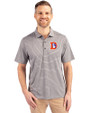 Denver Broncos Historic Cutter & Buck Forge Recycled Heather Stripe Four-Way Stretch Mens Polo Elemental Grey Heather Front