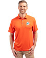 Miami Dolphins Historic Cutter & Buck Forge Recycled Four-Way Stretch Mens Polo College Orange Front
