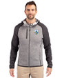 Los Angeles Chargers Historic Cutter & Buck Mainsail Full Zip Hooded Mens Jacket Polished Heather/Charcoal Heather Front