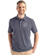 New York Giants Historic Cutter & Buck Pike Eco Symmetry Print Stretch Recycled Mens Polo Navy Blue/White Front