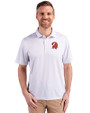 Tampa Bay Buccaneers Historic Cutter & Buck Pike Eco Symmetry Print Stretch Recycled Mens Polo White/Polished Front