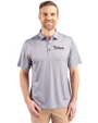 New York Jets Historic Cutter & Buck Pike Eco Tonal Geo Print Stretch Recycled Mens Big & Tall Polo Elemental Grey Front
