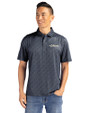 New York Jets Historic Cutter & Buck Pike Eco Pebble Print Stretch Recycled Mens Polo Black/White Front
