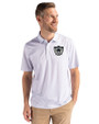 Las Vegas Raiders Historic Cutter & Buck Pike Eco Pebble Print Stretch Recycled Mens Polo White Front