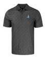 Detroit Lions Historic Cutter & Buck Pike Eco Pebble Print Stretch Recycled Mens Polo Black Mannequin
