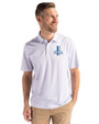 Detroit Lions Historic Cutter & Buck Pike Eco Pebble Print Stretch Recycled Mens Polo White Front
