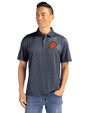 Cincinnati Bengals Historic Cutter & Buck Pike Eco Pebble Print Stretch Recycled Mens Polo Black/White Front