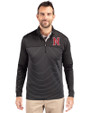 Nashville Sounds Cutter & Buck Traverse Stretch Eco Stripe Quarter Zip Mens Big and Tall Pullover Black Front