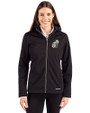 New Orleans Saints Historic Cutter & Buck Evoke Softshell Recycled Full Zip Womens Jacket Black Front