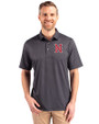 Nashville Sounds Cutter & Buck Pike Banner Print Stretch Mens Big & Tall Polo Black Front