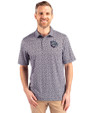 Lehigh Valley IronPigs Cutter & Buck Pike Magnolia Print Stretch Mens Polo Black/Polished Front