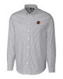 Rochester Red Wings Cutter & Buck Stretch Oxford Stripe Mens Long Sleeve Dress Shirt Charcoal Mannequin