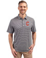 Cleveland Guardians - Cutter & Buck Forge Eco Double Stripe Stretch Recycled Mens Polo Navy Blue/White Front