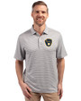 Milwaukee Brewers Cutter & Buck Forge Eco Double Stripe Stretch Recycled Mens Polo Polished/White Front