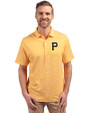 Pittsburgh Pirates Cutter & Buck Forge Eco Double Stripe Stretch Recycled Mens Polo College Gold/White Front