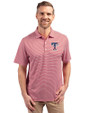 Texas Rangers Stars & Stripes Cutter & Buck Forge Eco Double Stripe Stretch Recycled Mens Polo Cardinal Red/White Front