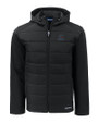 Miami Marlins Cutter & Buck Evoke Hybrid Eco Softshell Recycled Full Zip Mens Big & Tall Hooded Jacket Black Mannequin