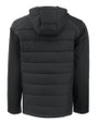Miami Marlins Cutter & Buck Evoke Hybrid Eco Softshell Recycled Full Zip Mens Big & Tall Hooded Jacket Black Mannequin Back
