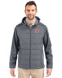 Washington Nationals Cutter & Buck Evoke Hybrid Eco Softshell Recycled Full Zip Mens Big & Tall Hooded Jacket Elemental Grey Front
