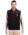 Colorado Rockies Cutter & Buck Cascade Eco Sherpa Mens Big and Tall Fleece Vest Black Front