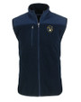 Milwaukee Brewers Cutter & Buck Cascade Eco Sherpa Mens Big and Tall Fleece Vest Navy Blue Mannequin