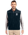 Detroit Tigers Cutter & Buck Cascade Eco Sherpa Mens Big and Tall Fleece Vest Navy Blue Front