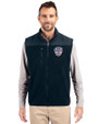 Milwaukee Brewers Stars & Stripes Cutter & Buck Cascade Eco Sherpa Mens Big and Tall Fleece Vest Navy Blue Front