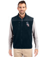 Chicago White Sox Stars & Stripes Cutter & Buck Cascade Eco Sherpa Mens Big and Tall Fleece Vest Navy Blue Front