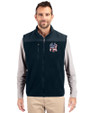 New York Yankees Stars & Stripes Cutter & Buck Cascade Eco Sherpa Mens Big and Tall Fleece Vest Navy Blue Front
