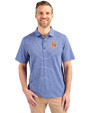 New York Mets Cutter & Buck Forge Eco Heather Stripe Stretch Recycled Mens Big & Tall Polo Tour Blue Heather Front