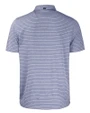 New York Yankees Cutter & Buck Forge Eco Heather Stripe Stretch Recycled Mens Big & Tall Polo Navy Blue Heather Mannequin Back