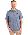 Chicago Cubs Stars & Stripes Cutter & Buck Forge Eco Heather Stripe Stretch Recycled Mens Big & Tall Polo Navy Blue Heather Front