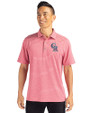 Colorado Rockies Stars & Stripes Cutter & Buck Forge Eco Heather Stripe Stretch Recycled Mens Big & Tall Polo Cardinal Red Heather Front