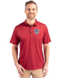 Milwaukee Brewers Stars & Stripes Cutter & Buck Pike Eco Tonal Geo Print Stretch Recycled Mens Big & Tall Polo Cardinal Red Front