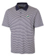 Miami Dolphins Cutter & Buck Forge Tonal Stripe Stretch Mens Big and Tall Polo Liberty Navy Mannequin