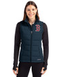 Boston Red Sox Cutter & Buck Evoke Hybrid Softshell Recycled Womens Full Zip Vest Navy Blue Front