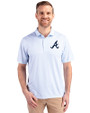 Atlanta Braves Cutter & Buck Pike Eco Symmetry Print Stretch Recycled Mens Polo White/Atlas Front
