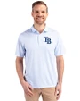 Tampa Bay Rays Cutter & Buck Pike Eco Symmetry Print Stretch Recycled Mens Polo White/Atlas Front