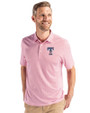Texas Rangers Stars & Stripes Cutter & Buck Pike Eco Symmetry Print Stretch Recycled Mens Polo White/Red Front