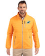 Miami Dolphins Cutter & Buck Rainier Recycled Insulated Puffer Mens Full Zip Jacket Satsuma Front