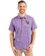 Colorado Rockies Cutter & Buck Forge Eco Heather Stripe Stretch Recycled Mens Polo College Purple Heather Front