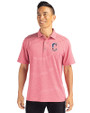 Cleveland Guardians Stars & Stripes Cutter & Buck Forge Eco Heather Stripe Stretch Recycled Mens Polo Cardinal Red Heather Front