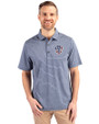 Milwaukee Brewers Stars & Stripes Cutter & Buck Forge Eco Heather Stripe Stretch Recycled Mens Polo Navy Blue Heather Front